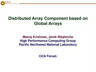 Distributed Array Component based on Global Arrays