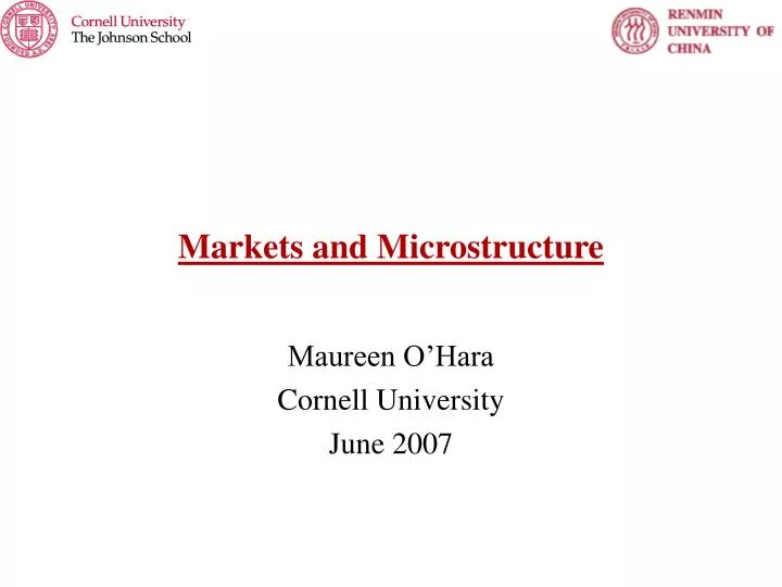 markets and microstructure