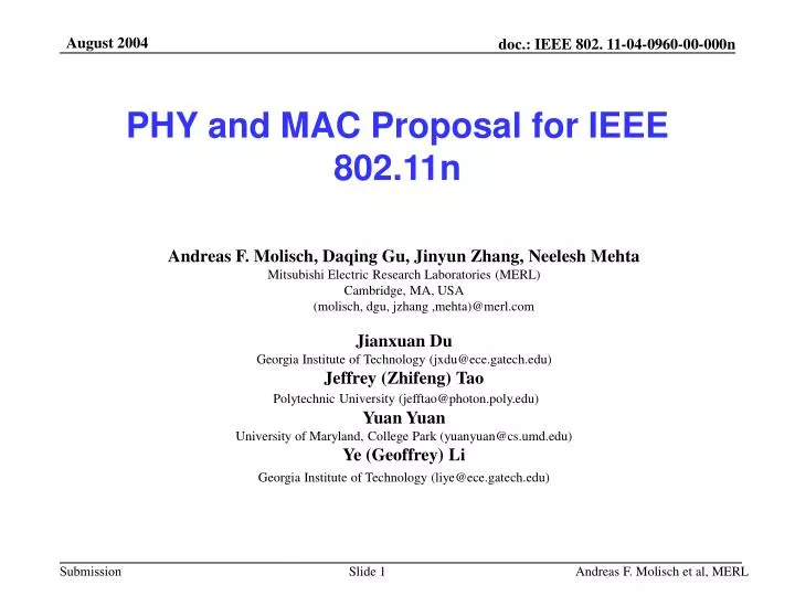 phy and mac proposal for ieee 802 11n