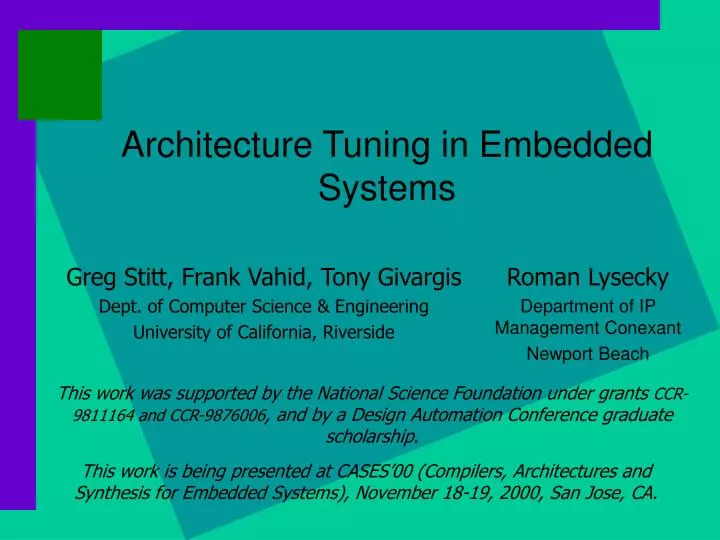architecture tuning in embedded systems