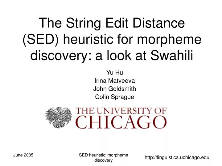 the string edit distance sed heuristic for morpheme discovery a look at swahili
