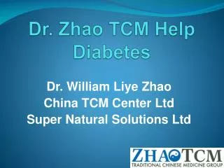 Dr. Zhao TCM Help Diabetes