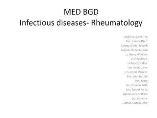 MED BGD Infectious diseases- Rheumatology