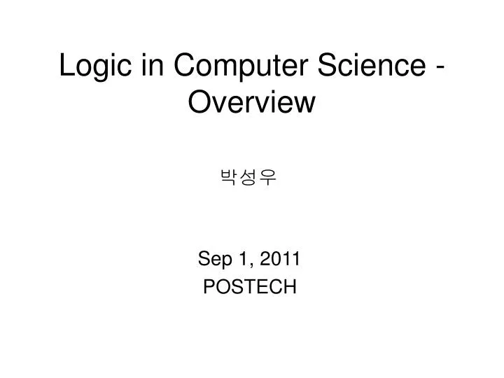 logic in computer science overview