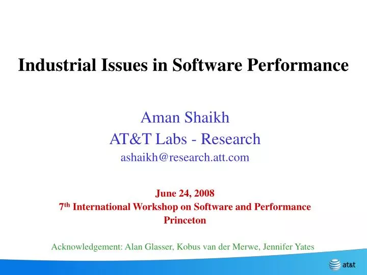 industrial issues in software performance
