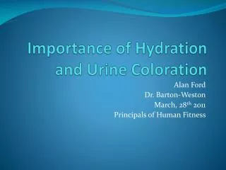Importance of Hydration and Urine Coloration