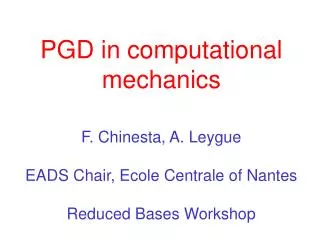 PGD in computational mechanics