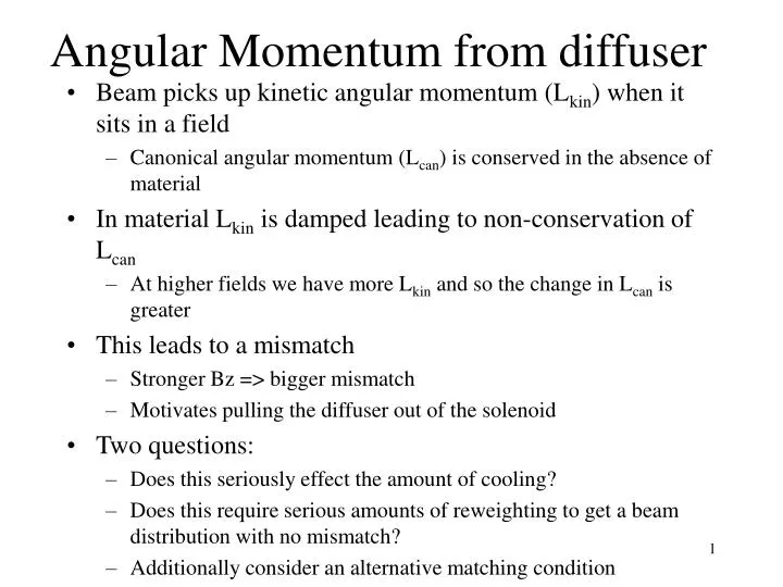 angular momentum from diffuser