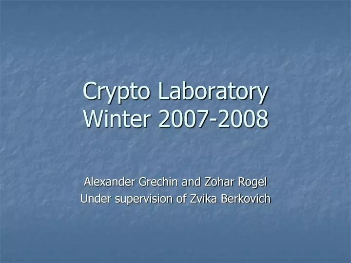crypto laboratory winter 2007 2008