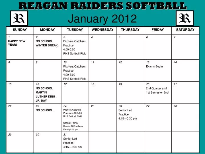 reagan raiders softball january 2012