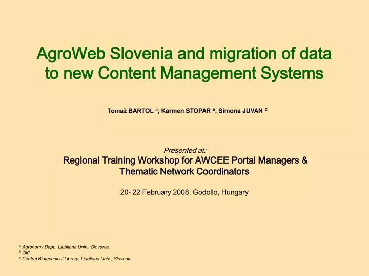 agroweb slovenia and migration of data to new content management systems