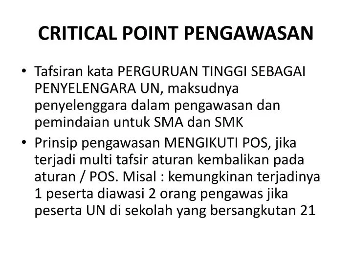 critical point pengawasan