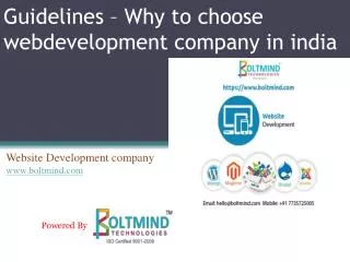 Guidelines – Why to choose webdevelopment company in india
