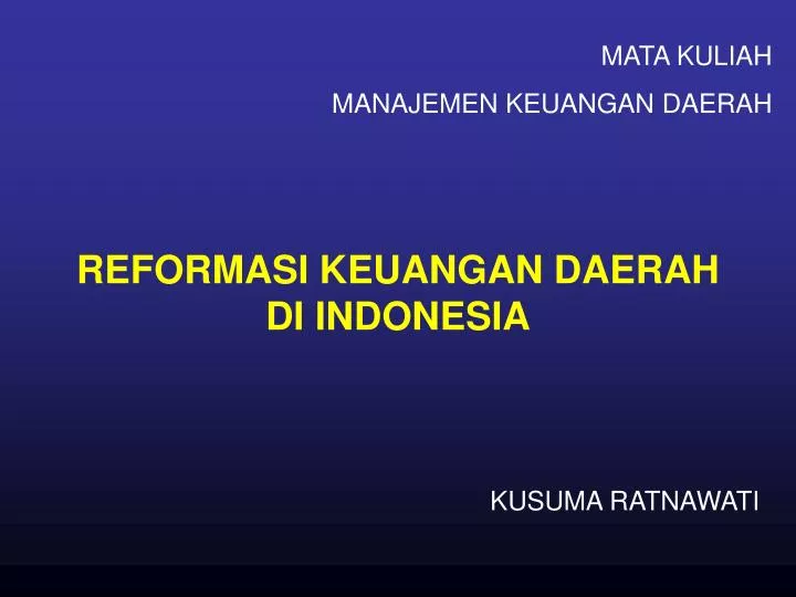reformasi keuangan daerah di indonesia