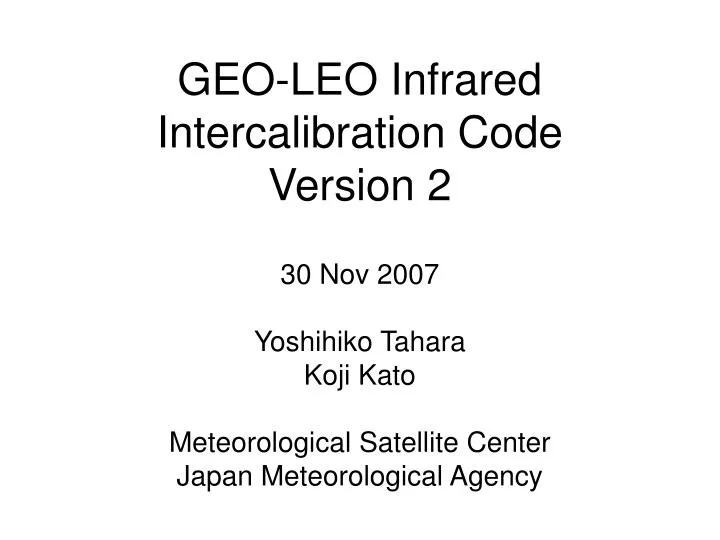 geo leo infrared intercalibration code version 2