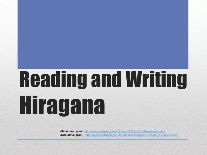 reading and writing hiragana