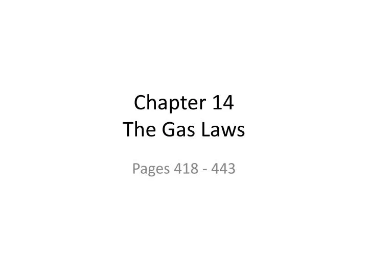 chapter 14 the gas laws
