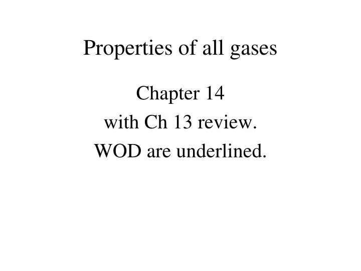 properties of all gases