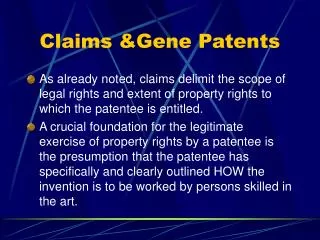 Claims &amp;Gene Patents
