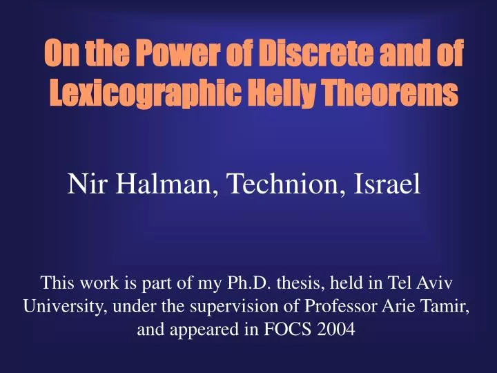 on the power of discrete and of lexicographic helly theorems