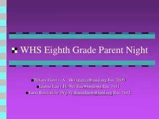 WHS Eighth Grade Parent Night