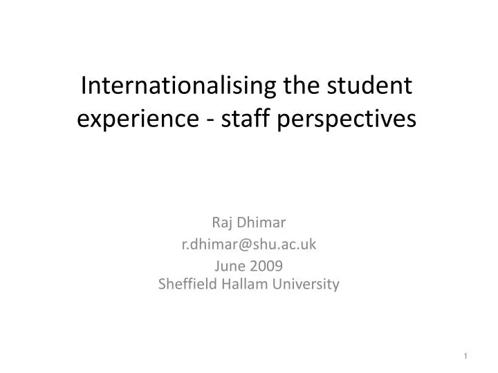 internationalising the student experience staff perspectives