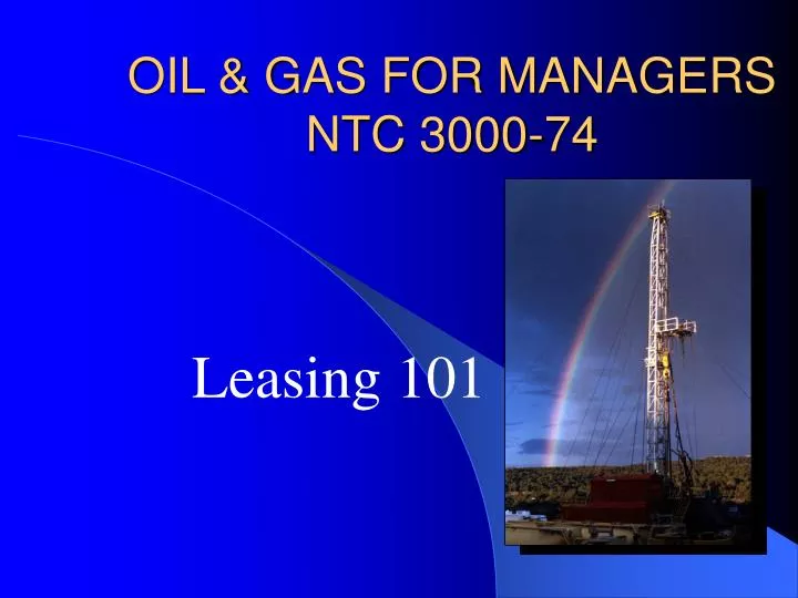 oil gas for managers ntc 3000 74