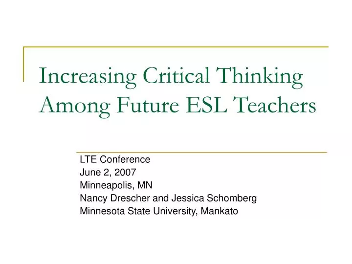 increasing critical thinking among future esl teachers