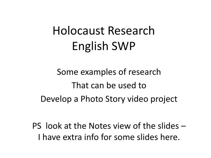 holocaust research english swp
