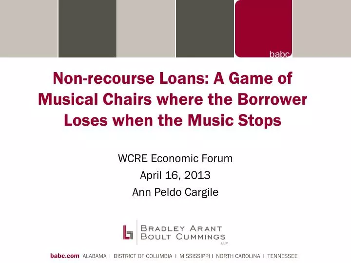 non recourse loans a game of musical chairs where the borrower loses when the music stops