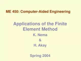 ME 450: Computer-Aided Engineering