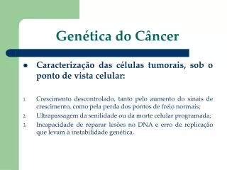 gen tica do c ncer