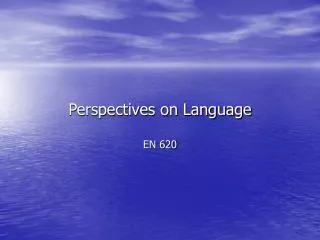 Perspectives on Language