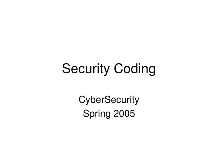security coding