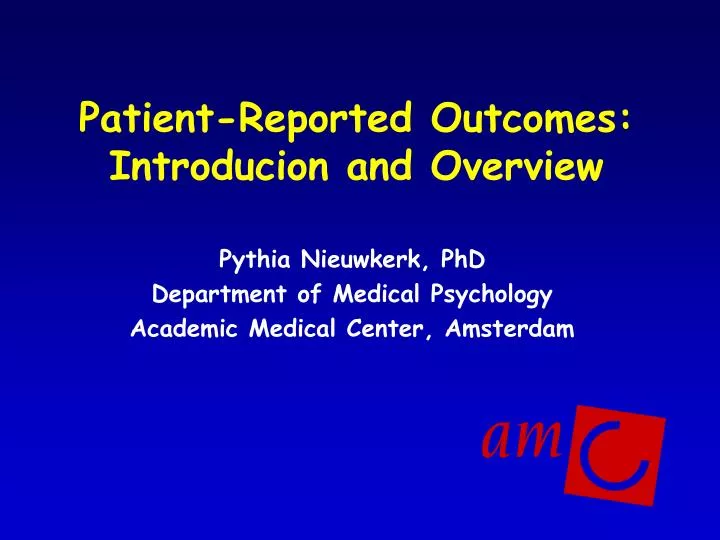 patient reported outcomes introducion and overview