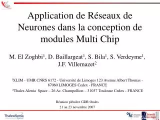 application de r seaux de neurones dans la conception de modules multi chip