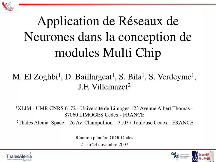 application de r seaux de neurones dans la conception de modules multi chip
