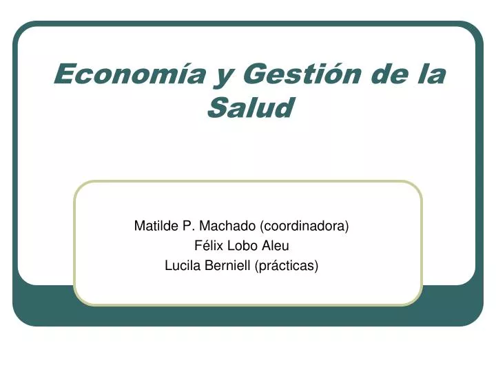 econom a y gesti n de la salud