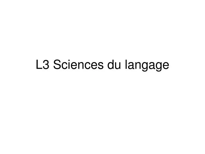 l3 sciences du langage