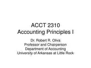 ACCT 2310 Accounting Principles I