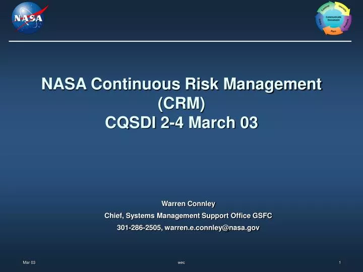nasa continuous risk management crm cqsdi 2 4 march 03
