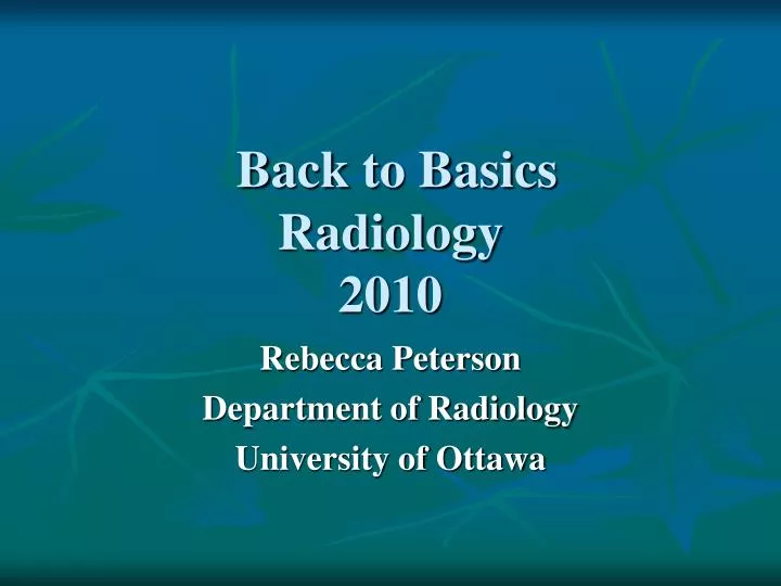 back to basics radiology 2010