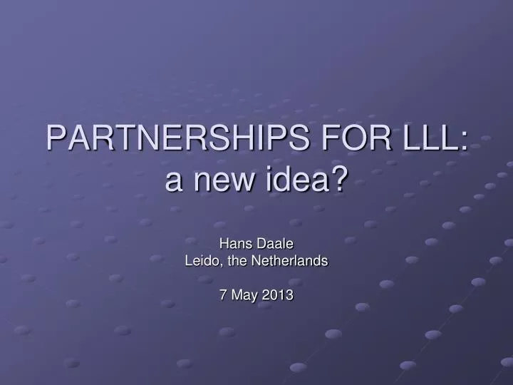 partnerships for lll a new idea