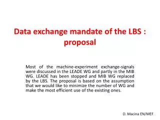 Data exchange mandate of the LBS : proposal