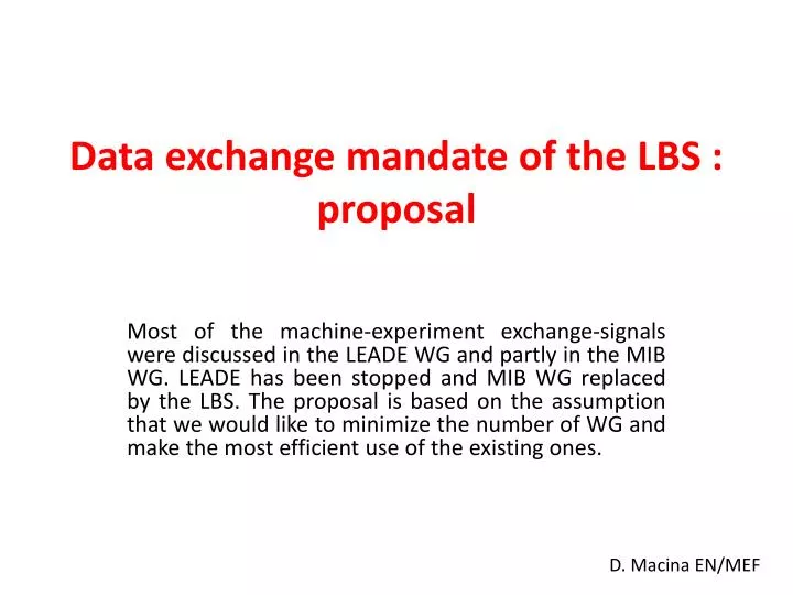 data exchange mandate of the lbs proposal