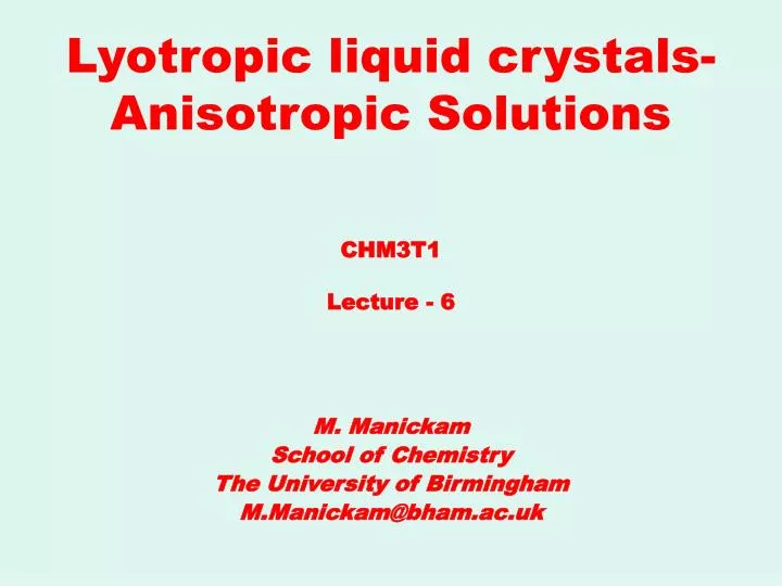 lyotropic liquid crystals anisotropic solutions