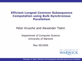 Efficient Longest Common Subsequence Computation using Bulk-Synchronous Parallelism