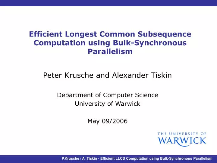 efficient longest common subsequence computation using bulk synchronous parallelism