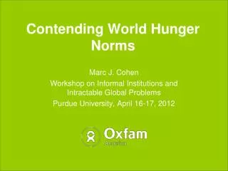 Contending World Hunger Norms