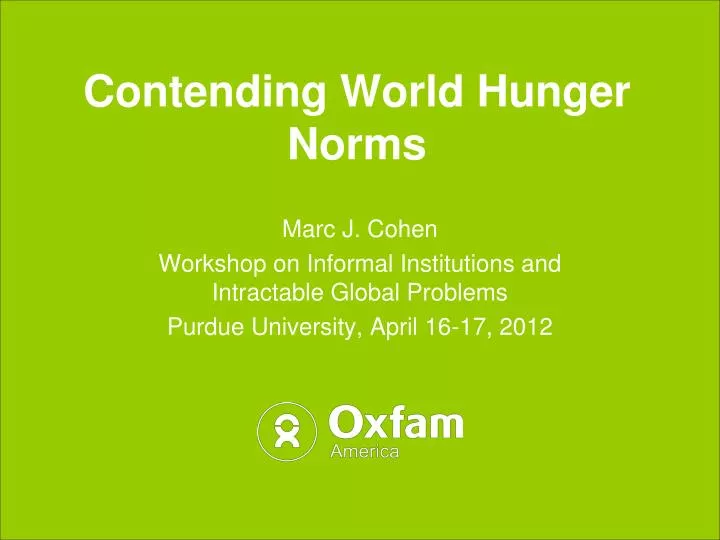 contending world hunger norms
